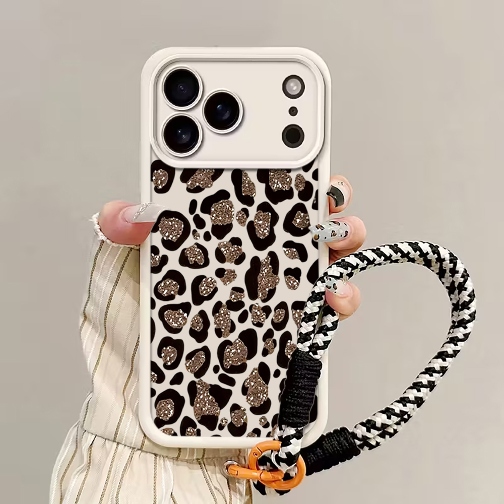 Phone Cases With Straps - Leopard Print INS Hand Wrist Strap