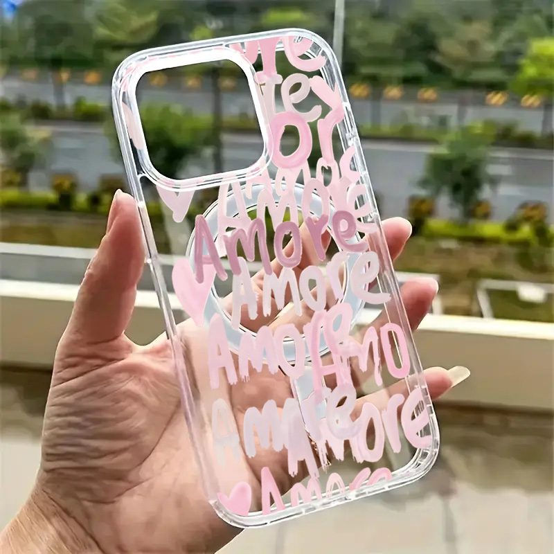Phone Cases Pink - Amore-Love Romantic Pink Lettering Phone Case