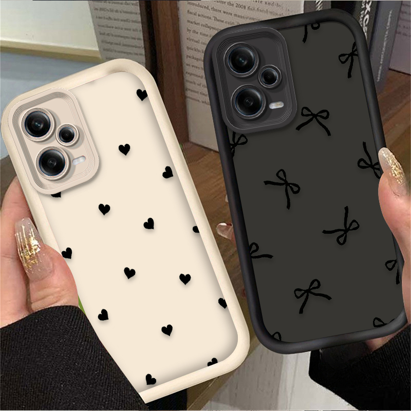 Phone Cases Redmi - Black Love Heart Bowknot Phone Case