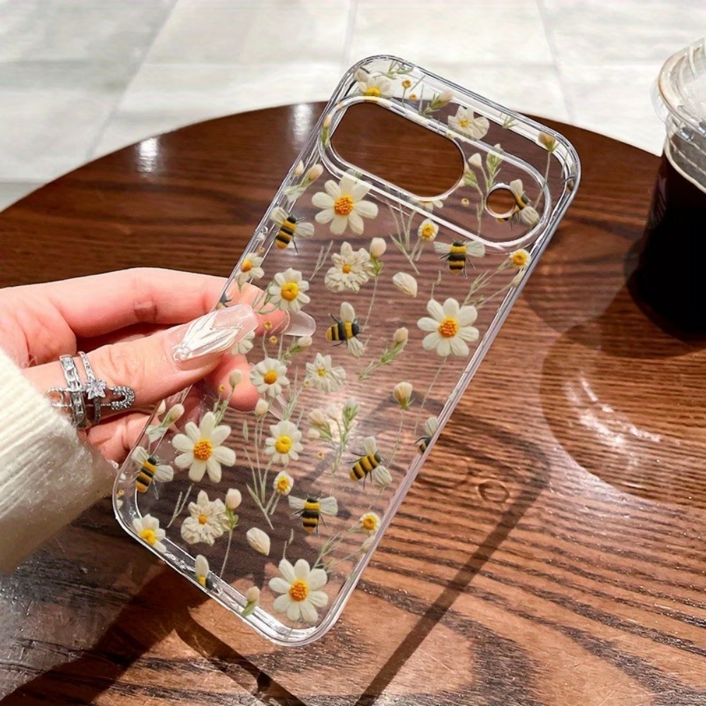 Phone Cases Google Pixel 7 - Cute Honeybee Flower Pattern Soft Clear