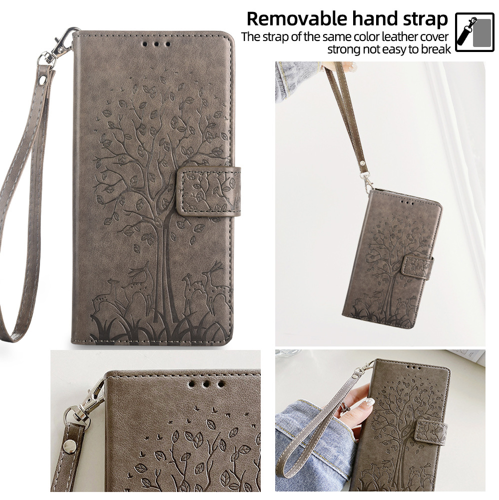 Phone Cases With Straps - Life Tree Lanyard Leather Phone Case