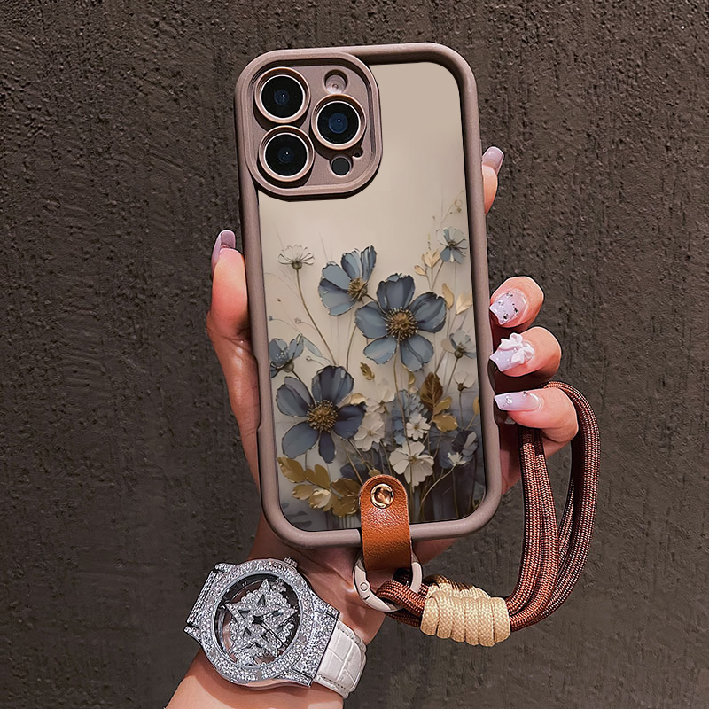 Blue Flower Lanyard Strap Rope - Phone Cases With Straps 评论和价格