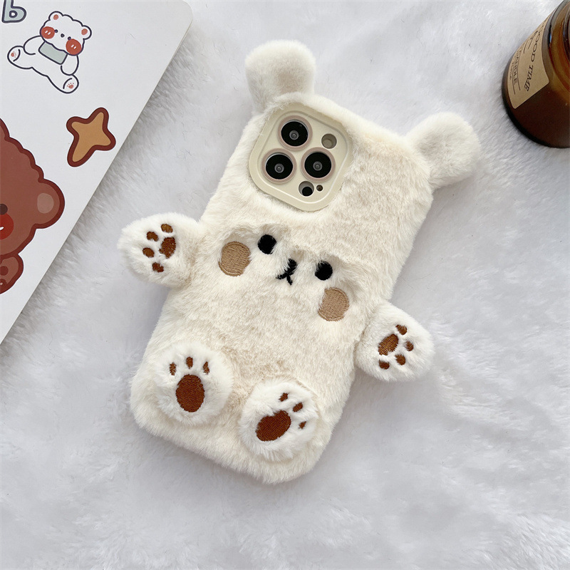 Korean 3D Cartoon Bear Fluffy  - Phone Cases Protective 评论和价格