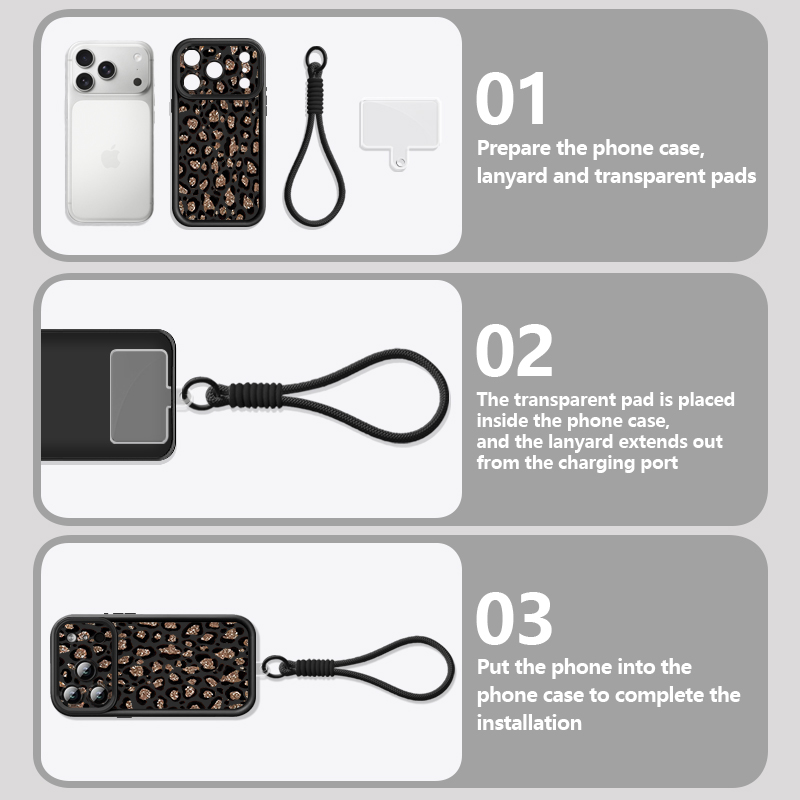 Brown Leopard Printed Lanyard  - Phone Cases With Straps 评论和价格