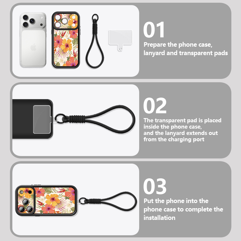 Colored Flower printed Lanyard - Phone Cases With Straps 评论和价格