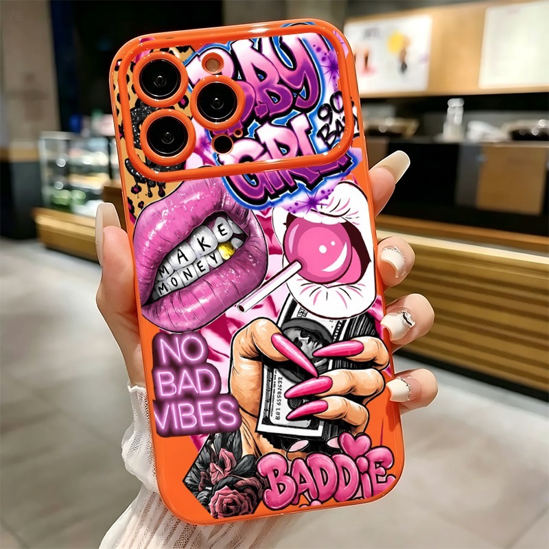 Hip Hop Pink Lips Baby Girl Gr - Phone Cases Pink 评论和价格