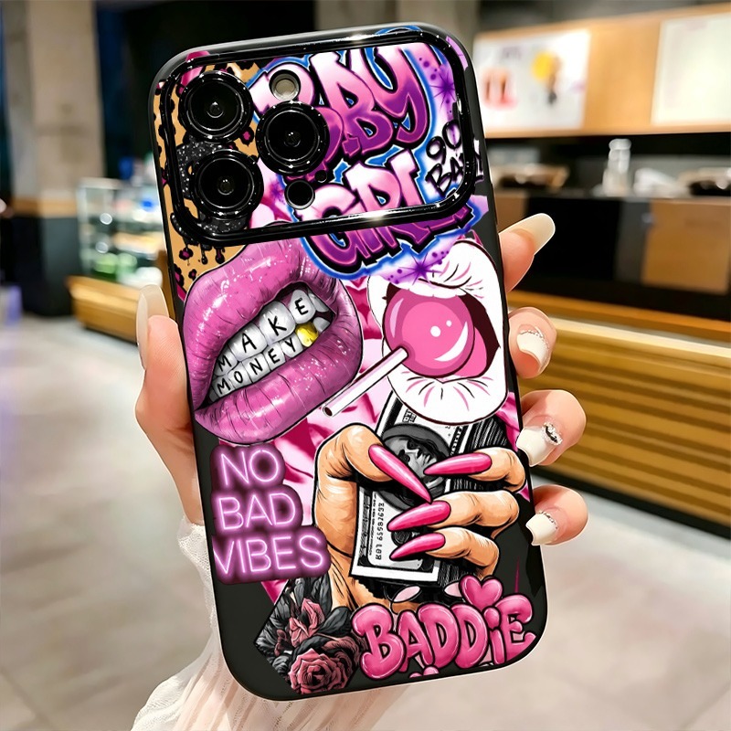 Hip Hop Pink Lips Baby Girl Gr - Phone Cases Pink 评论和价格