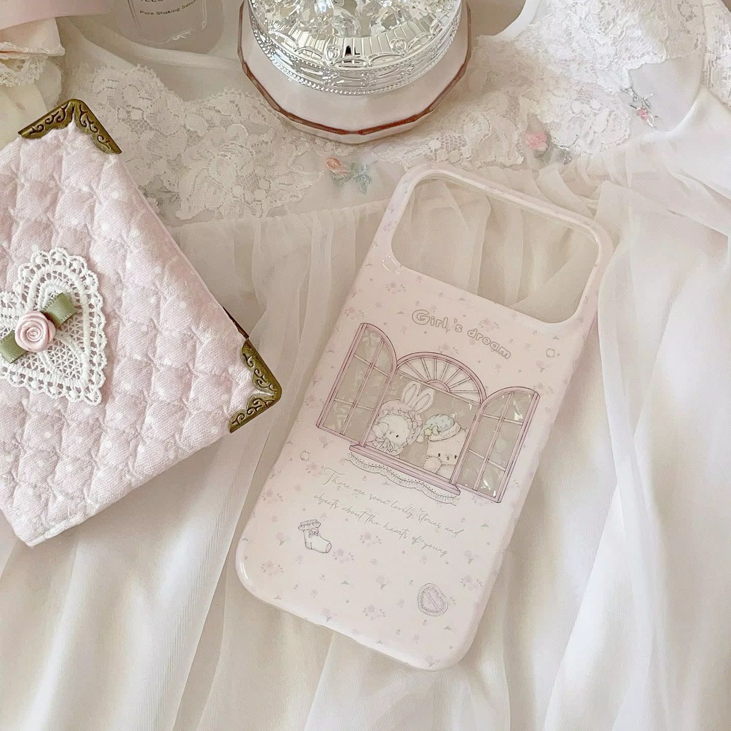 Kawaii Bunny Bear Floral Pink  - Phone Cases Pink 评论和价格