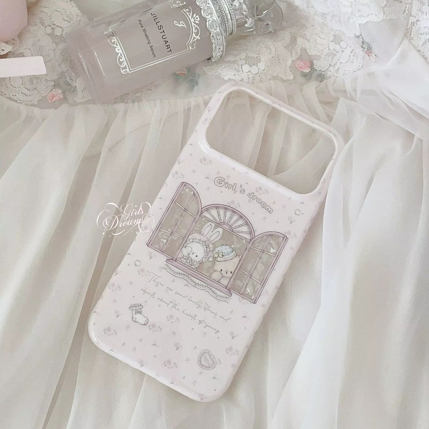 Kawaii Bunny Bear Floral Pink  - Phone Cases Pink 评论和价格