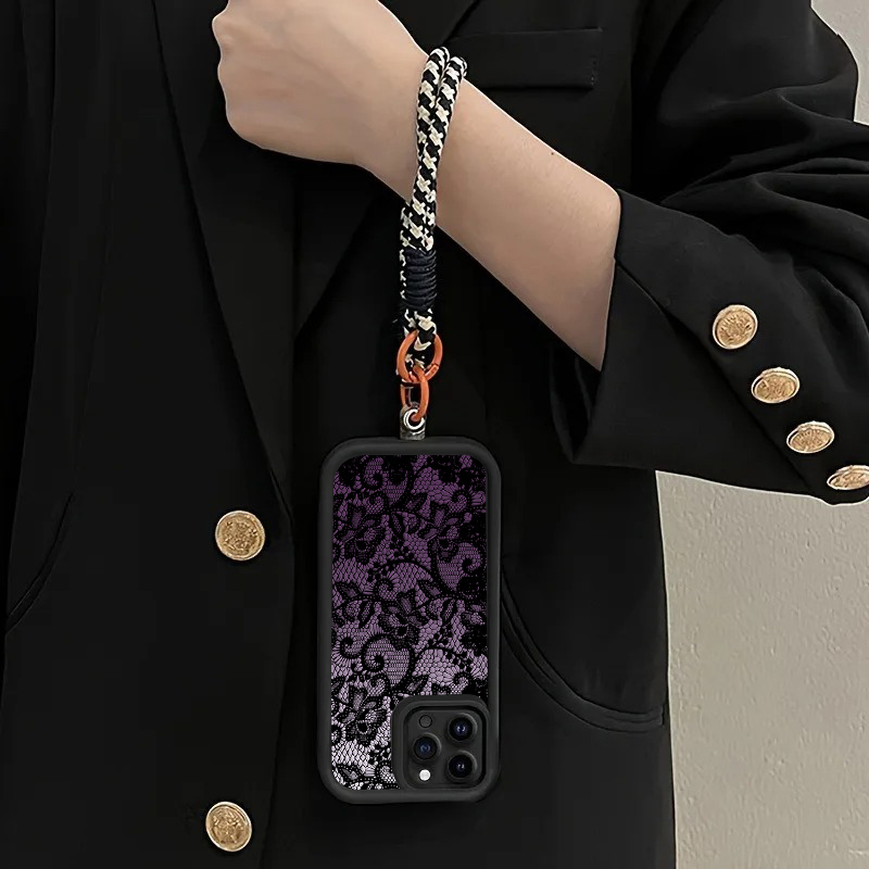 Black Purple Lace Hang Strap P - Phone Cases With Straps 评论和价格
