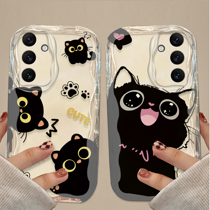Cute Big Eyes Black Cat Case f - Phone Cases Samsung A14 评论和价格