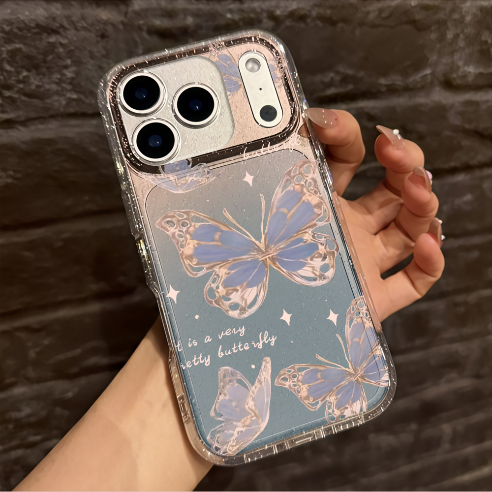 Luxury Blue Butterfly Clear Gl - Phone Cases Luxury 评论和价格