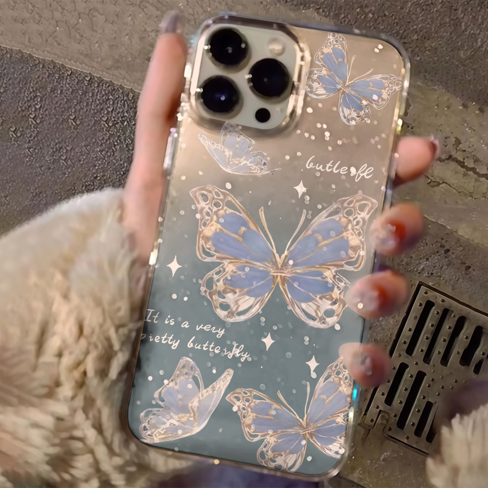 Luxury Blue Butterfly Clear Gl - Phone Cases Luxury 评论和价格