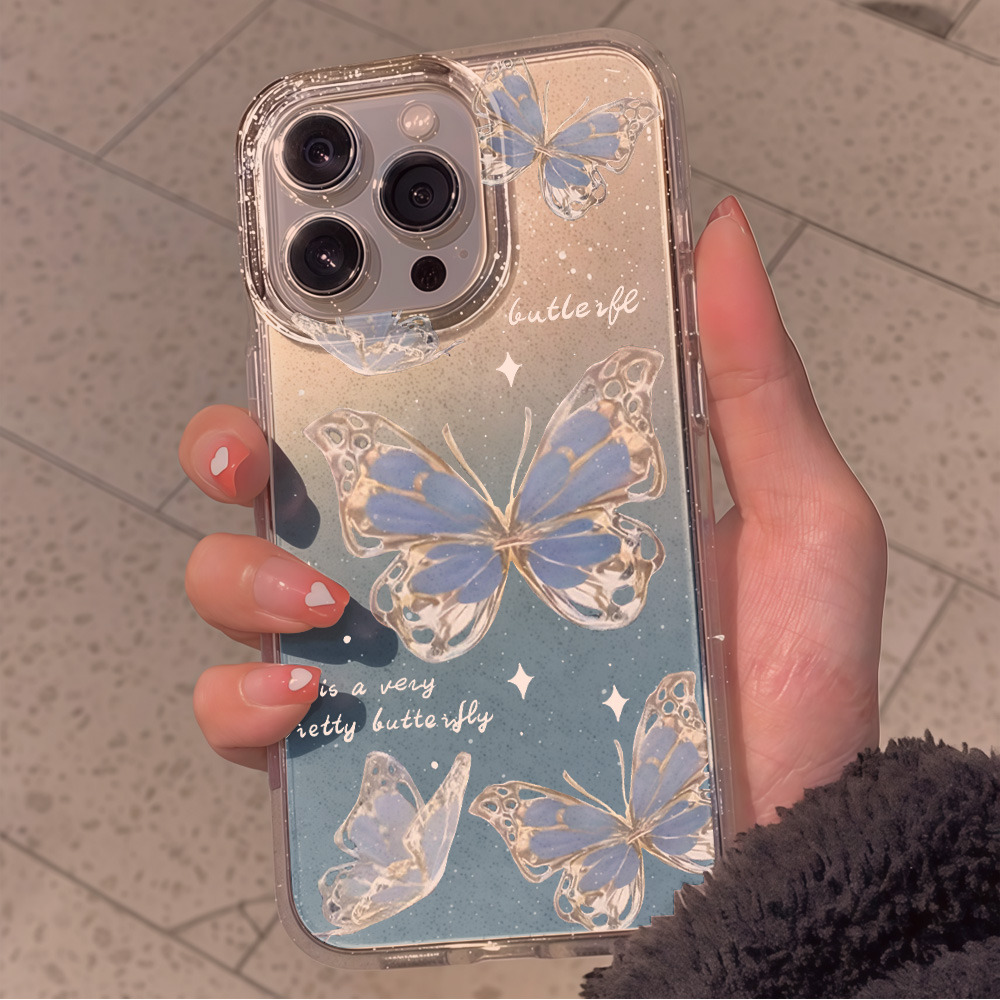 Luxury Blue Butterfly Clear Gl - Phone Cases Luxury 评论和价格