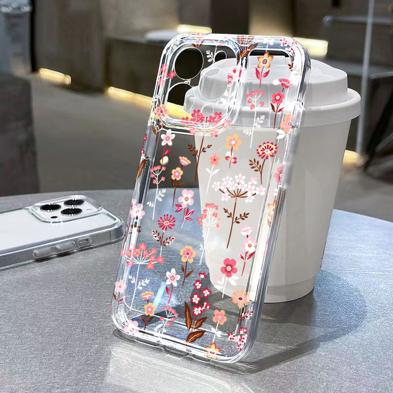 White Pink Floral Transparent  - Phone Cases Pink 评论和价格