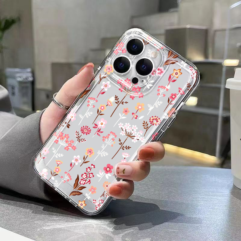 White Pink Floral Transparent  - Phone Cases Pink 评论和价格